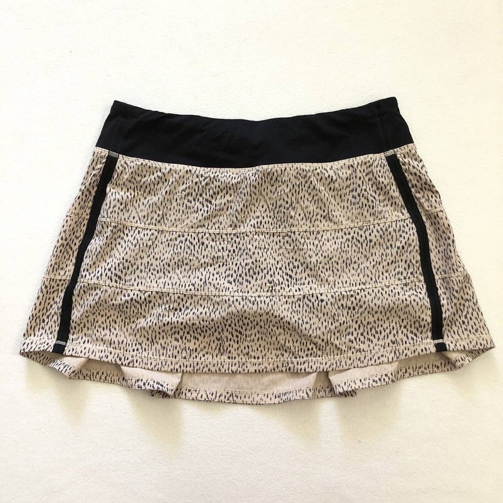 Lululemon 6 Pace Rival Skirt Dottie Dash Beige Black Dashes
